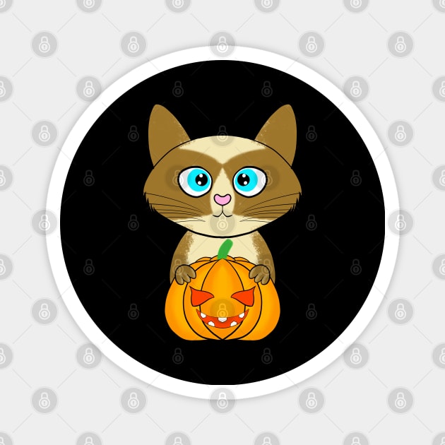 Halloween cute cat pumpkin Magnet by ArtDigitalWings